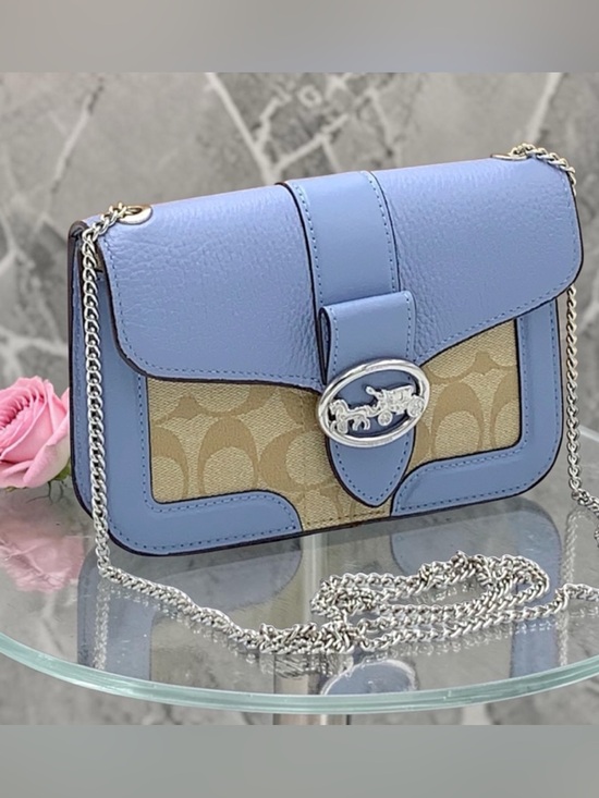 Coach Handbags - COACH Georgie Crossbody In Signature Canvas LIGHT KHAKI/MARBLE BLUE